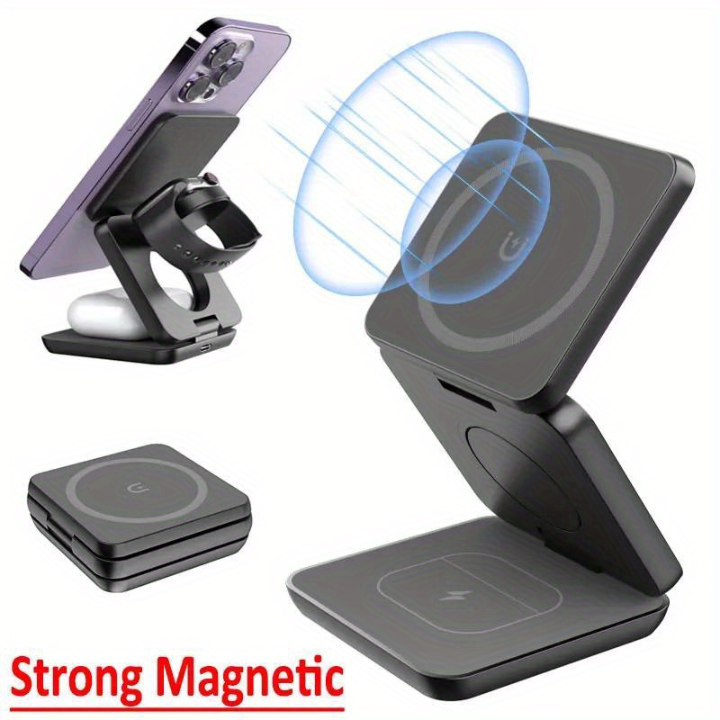 Wireless Charger 3 In 1 - Cargador inalámbrico rápido plegable 3 en