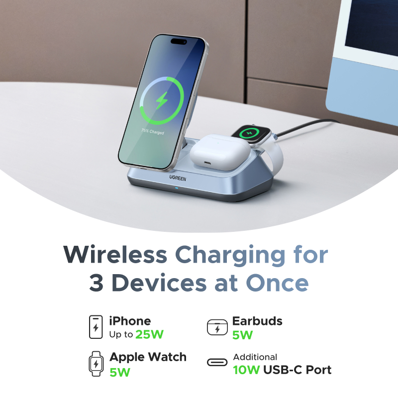 UGREEN Qi2 25W MAX soporte de  - Wireless Charger 3 In 1 reseña y precio