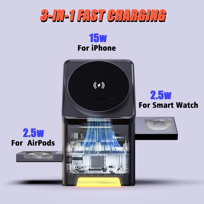 Cargador Inalámbrico Magnético - Wireless Charger 3 In 1 reseña y precio